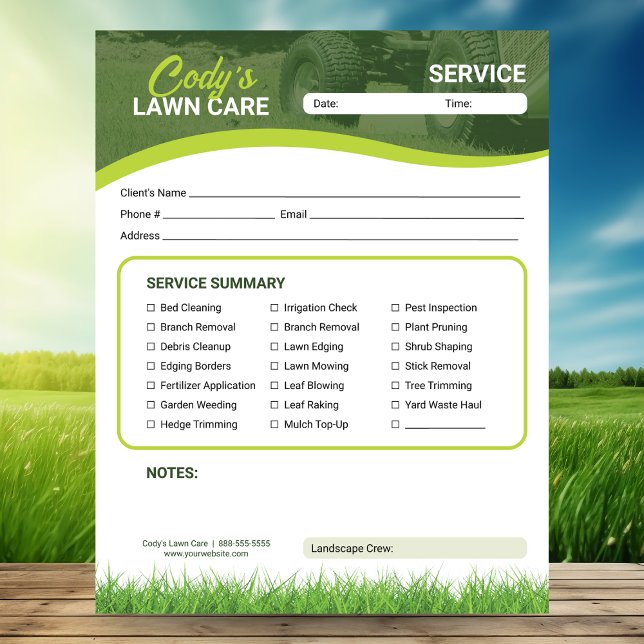 Bloc De Notas Lawn Care Landscaping Service Maintenance Form (Subido por el creador)