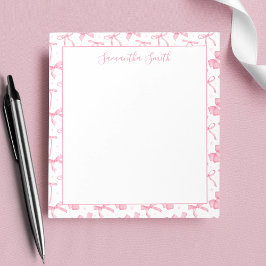 Bloc De Notas Lazo Coquette Rosa Estético con Nombre Personaliza