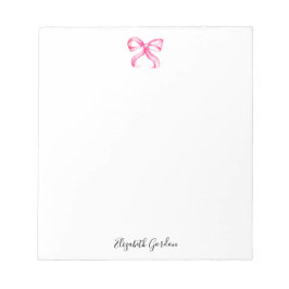 Bloc De Notas Lazo Rosa Coquette Acuarela Lindo Nombre Personali