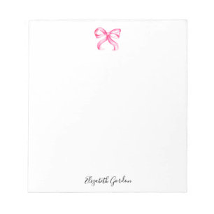 Bloc De Notas Lazo Rosa Coquette Acuarela Lindo Nombre Personali