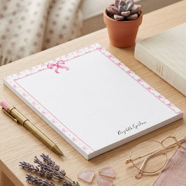 Bloc De Notas Lazo Rosa Coquette Acuarela Lindo Nombre Personali