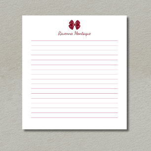 Bloc De Notas Lazo Simple Burgundy con Nombre Personalizado a Ma