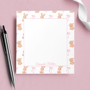 Bloc De Notas Lazos de Coqueta Rosa Bonitos Conejitos Nombre Pe