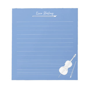 Bloc De Notas Lección de música personalizada Cello blanco Dusky