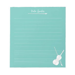Bloc De Notas Lección de música personalizada de violín blanco A
