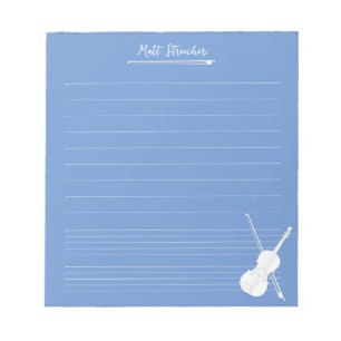 Bloc De Notas Lección de música personalizada de violín blanco a