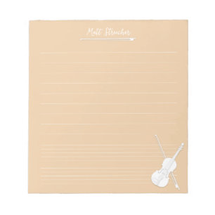 Bloc De Notas Lección de música personalizada de violín blanco b