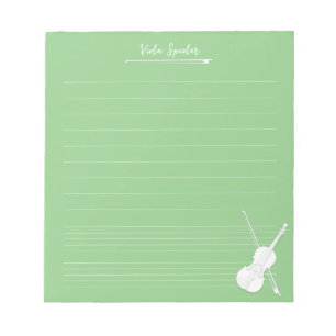 Bloc De Notas Lección de música personalizada de violín blanco G