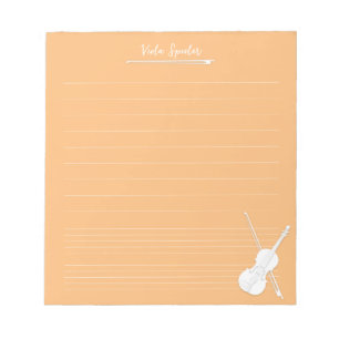 Bloc De Notas Lección de música personalizada de violín blanco N