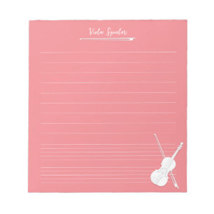 Bloc De Notas Lección de música personalizada de violín blanco R
