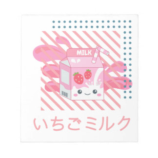 Bloc De Notas Leche de fresa rosa de Kawaii