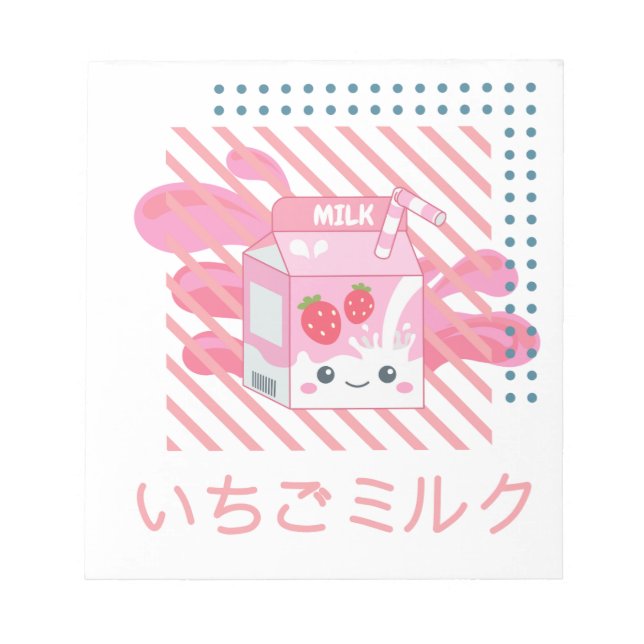 Bloc De Notas Leche de fresa rosa de Kawaii (Frente)