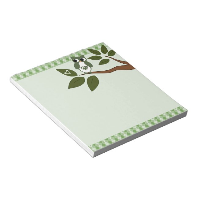 Bloc De Notas Lechuza de amor de Argyle Verde (Lado Derecho)