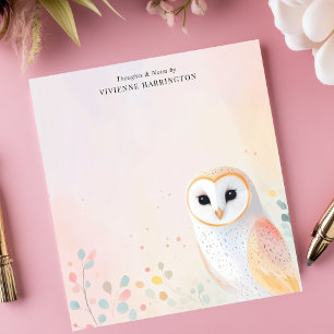 Bloc De Notas Lechuza de granero linda Plumas pastel Nombre pers