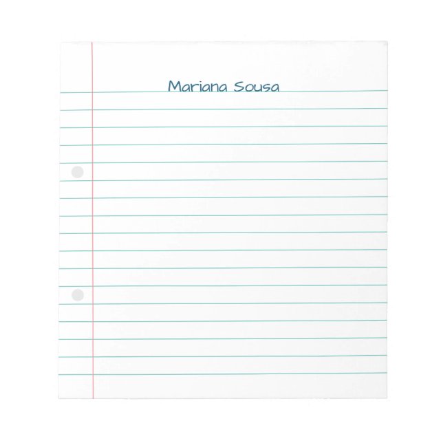 Bloc De Notas Led Your Name Ruled Paper School Tema Simple (Frente)