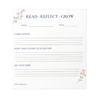 Bloc De Notas Leer Reflexionar Crecer Floral Lectura Reflexión