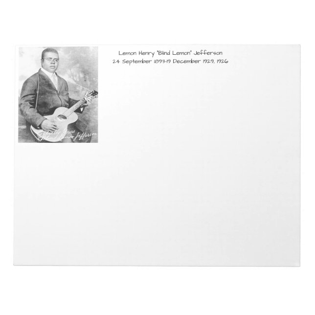 Bloc De Notas Lemon Henry Blind Lemon jefferson 1926 (Frente)