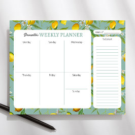 Bloc De Notas Lemon Theme Personalized Weekly Planner Pad