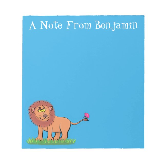 Bloc De Notas León feliz con ilustracion personalizado de maripo (Frente)