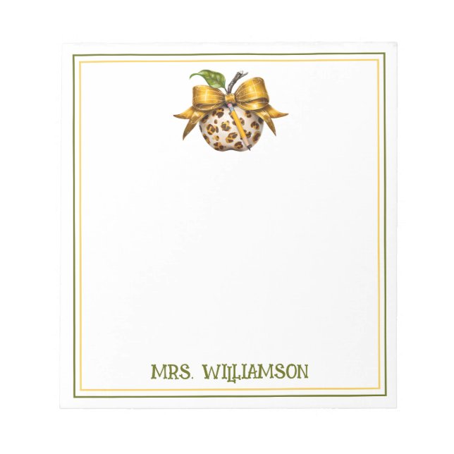 Bloc De Notas Leopard Cheetah Print Teacher's Apple (Frente)