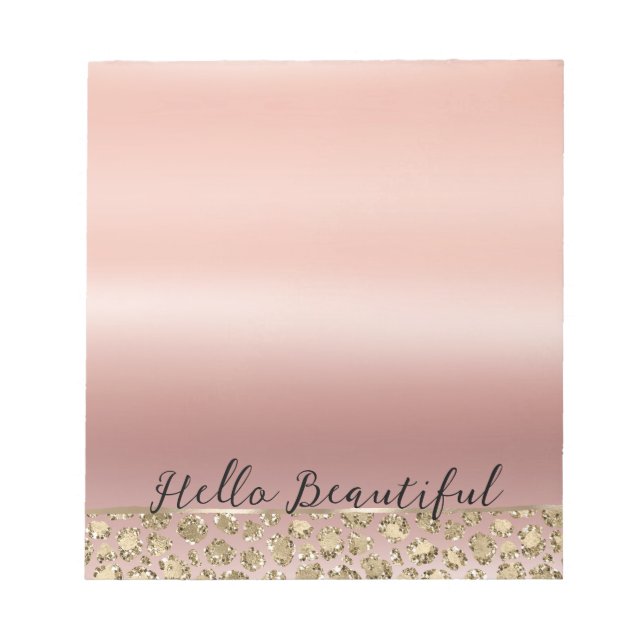 Bloc De Notas Leopardo Purpurina de oro Rosa (Frente)