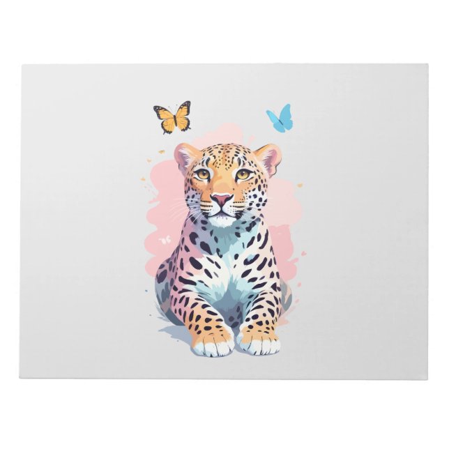 Bloc De Notas Leopardo Vector Mariposa Adorable Fun Animal (Frente)