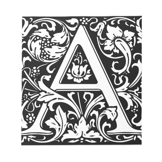 Bloc De Notas Letra A Monograma Medieval Art Nouveau (Frente)