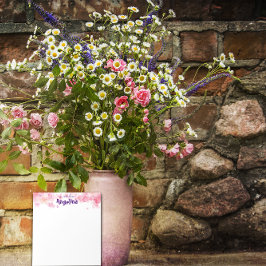 Bloc De Notas Letra color agua rosa de la flor púrpura