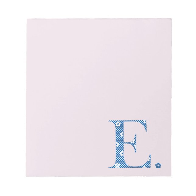 Bloc De Notas Letra de patrón de flor E(azul) (Frente)