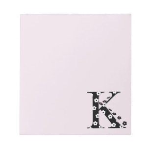 Bloc De Notas Letra de patrón de flor K