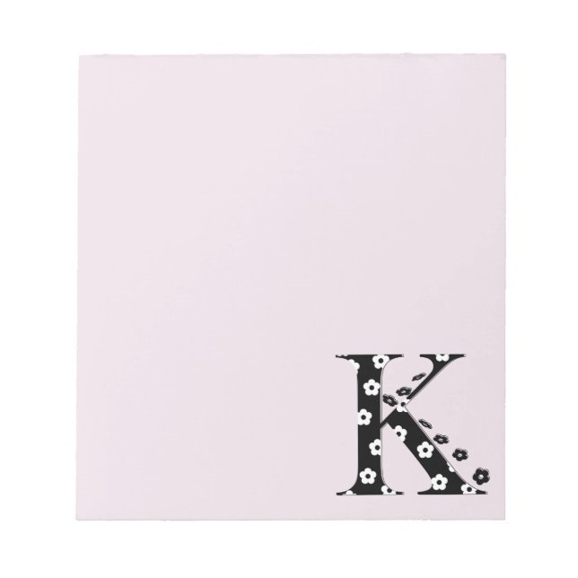 Bloc De Notas Letra de patrón de flor K (Frente)