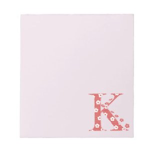 Bloc De Notas Letra de patrón de flor K(rojo)