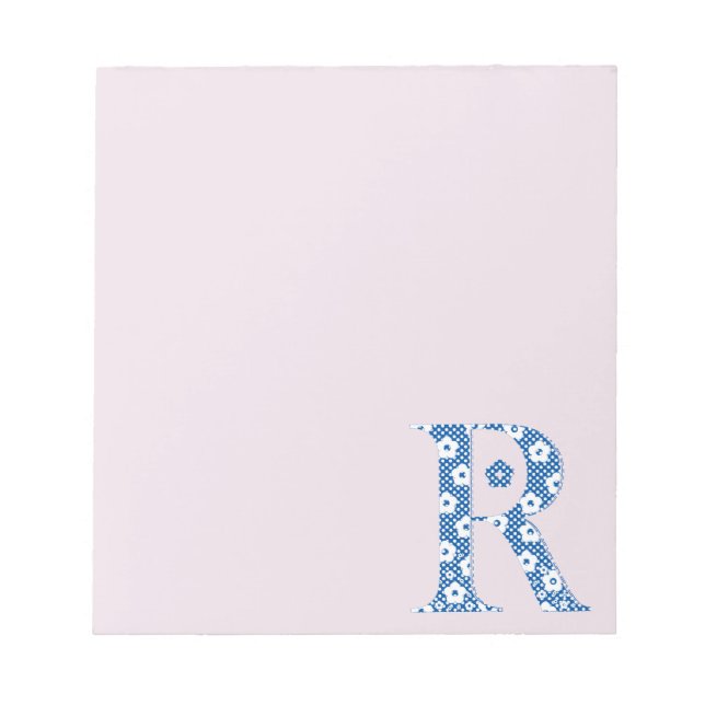 Bloc De Notas Letra de patrón de flor R(azul) (Frente)