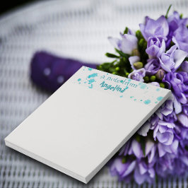 Bloc De Notas Letra de salpicadura verde azulada color agua