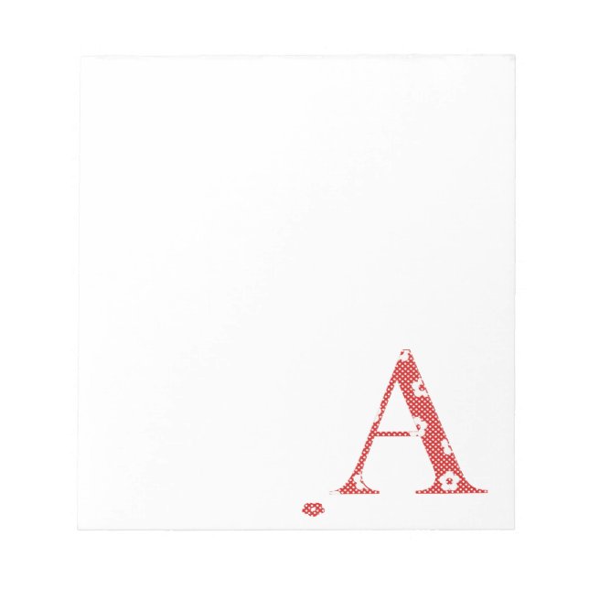 Bloc De Notas Letra del patrón de flor A(roja) (Frente)