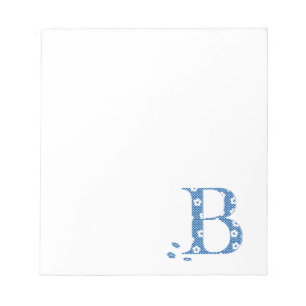 Bloc De Notas Letra del patrón de flor B(azul)