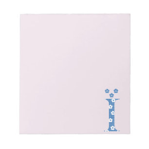 Bloc De Notas Letra del patrón de flor I (azul)