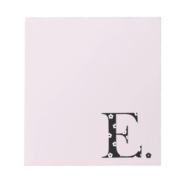 Bloc De Notas Letra E del patrón de flor (Frente)