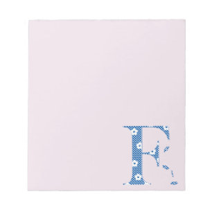 Bloc De Notas Letra F(azul) del patrón de flor