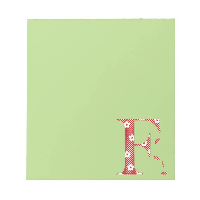 Bloc De Notas Letra F(roja) del patrón de flor (Frente)