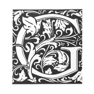 Bloc De Notas Letra G Monograma medieval Art Nouveau