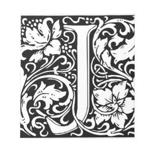 Bloc De Notas Letra J Monograma medieval Art Nouveau