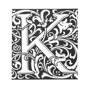 Bloc De Notas Letra K Monograma medieval Art Nouveau