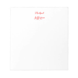 Bloc De Notas Letra manuscrita elegante simple llana roja blanca