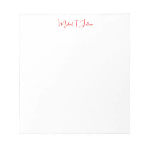 Bloc De Notas Letra manuscrita elegante simple llana roja blanca