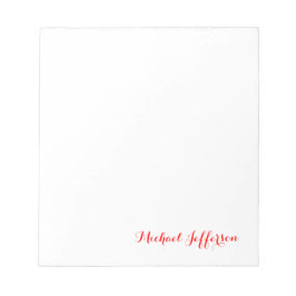 Bloc De Notas Letra manuscrita elegante simple llana Rojo Blanco