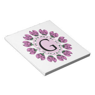Bloc De Notas Letra mayúscula G monograma floral