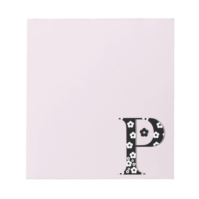 Bloc De Notas Letra P del patrón de flor (Frente)