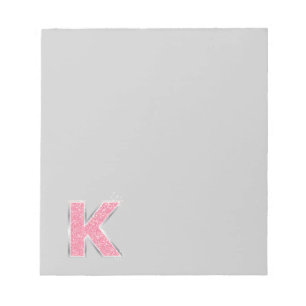 Bloc De Notas Letra rosa Purpurina K