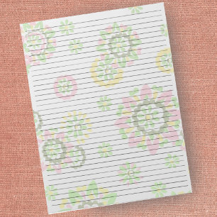Bloc De Notas Letra Size 8.5 x 11 College Ruled Retro Floral